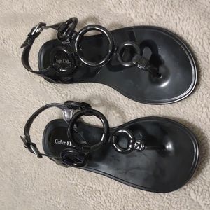 Calvin Klein 7 flat sandals with black rings